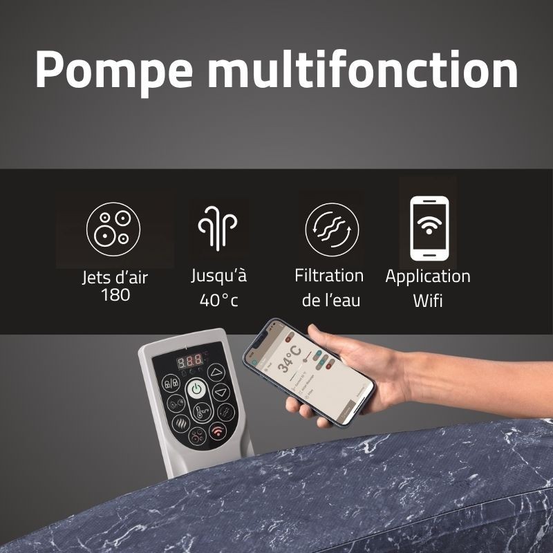 Spa gonflable rond Lay-Z-Spa Toronto Smart AirJet 5-7 personnes écoénergétique WIFI Bestway