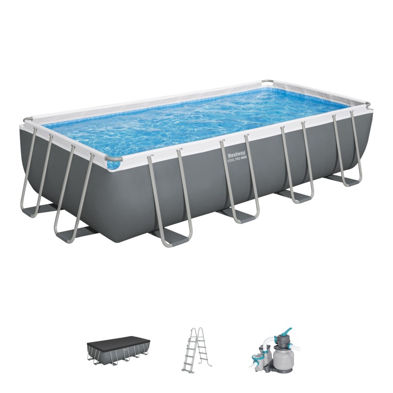 Piscine Tubulaire Rect. Bestway Power Steel 549x274 Grise Piscine Tubulaire Rect. Bestway Power Steel 549x274 Grise