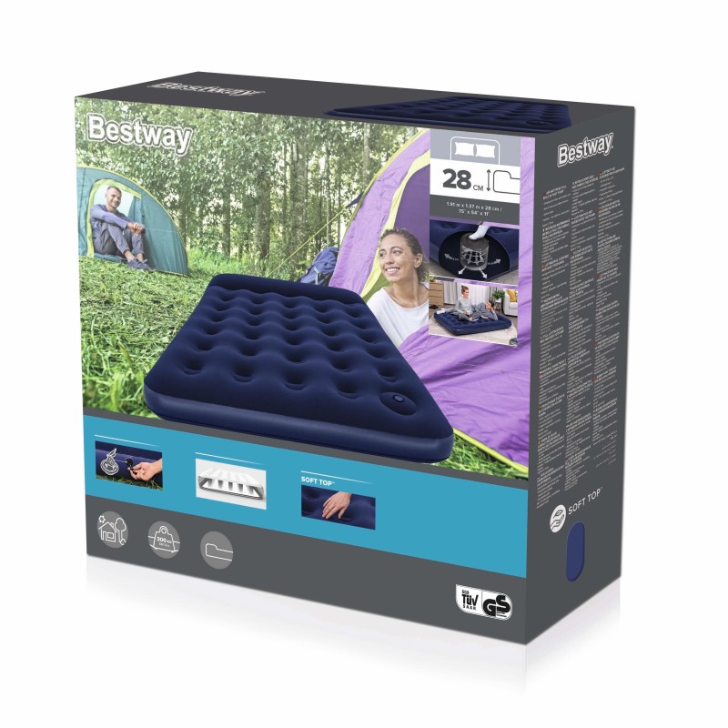 Matelas gonflable camping 2 places 191x137x22cm pompe à pied Matelas gonflable camping 2 places 191x137x22cm pompe à pied