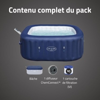 Spa gonflable carré Lay-Z-Spa Hawaii Smart AirJet EnergySense 4-6 places WIFI Bestway