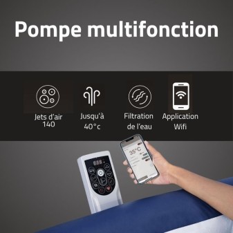 Spa gonflable carré Lay-Z-Spa Hawaii Smart AirJet EnergySense 4-6 places WIFI Bestway