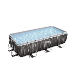 Piscine hors sol rectangle Power Steel™ 404 x 201 x 100 cm effet bois avec filtre à sable, échelle