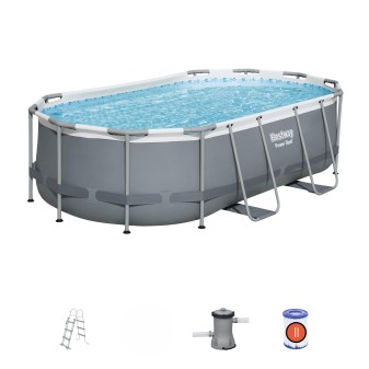 Piscine Tubulaire Ovale Bestway Power Steel 427x250 Grise