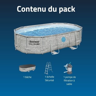 Piscine Tubulaire Ovale Steel Pro MAX™ 488x305 Pierres