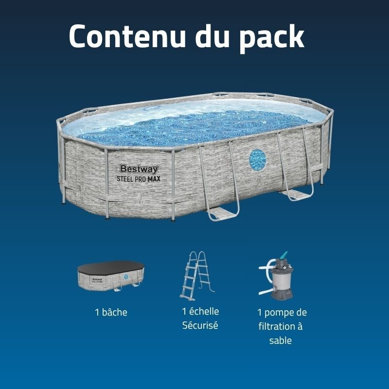 Piscine Tubulaire Ovale Steel Pro MAX™ 488x305 Pierres