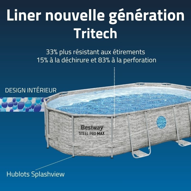 Piscine Tubulaire Ovale Steel Pro MAX™ 488x305 Pierres