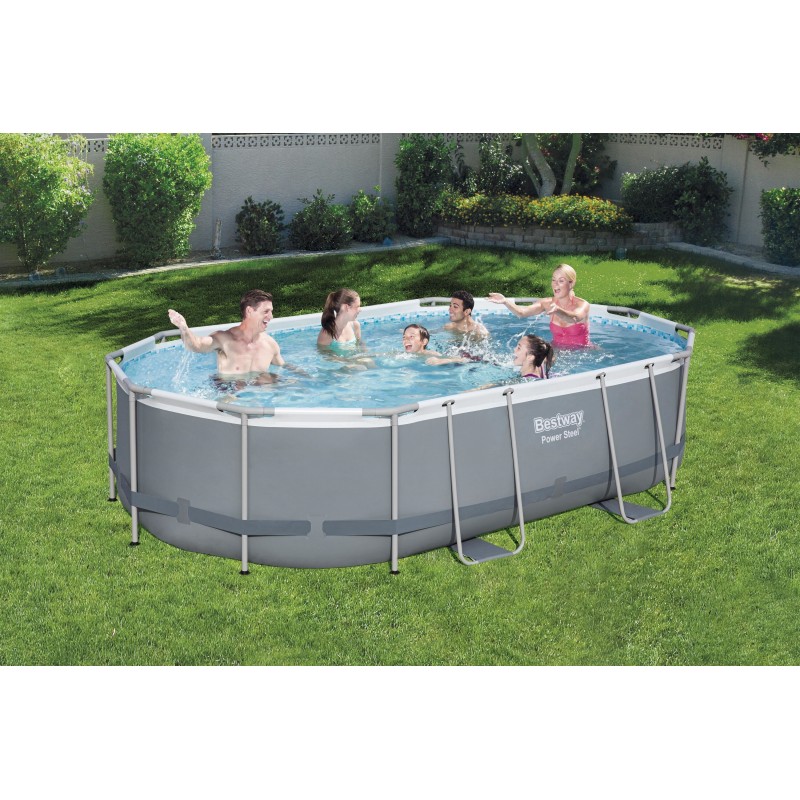 Piscine Tubulaire Ovale Bestway  Power Steel™ 488x305 Grise