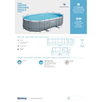 Piscine Tubulaire Ovale Bestway  Power Steel™ 488x305 Grise