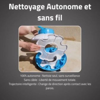 Robot Sans Fil Frisbee Bleu - Fond Plat 15m²