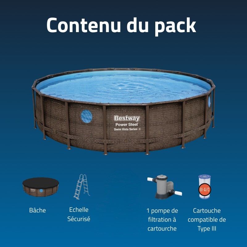 Piscine Tubulaire Ronde Bestway Swim Vista II 549x122 Bois