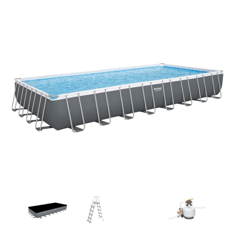 Piscine hors sol - Rectangulaire - Power Steel - 956 x 488 x 132 cm - Filtre à sable inclus