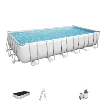 Piscine hors sol rectangle Power Steel gris clair 732 x 366 x 132 cm