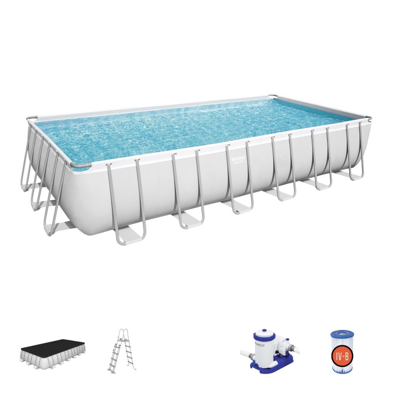 Piscine hors sol rectangle Power Steel 732 x 366 x 132 cm gris clair