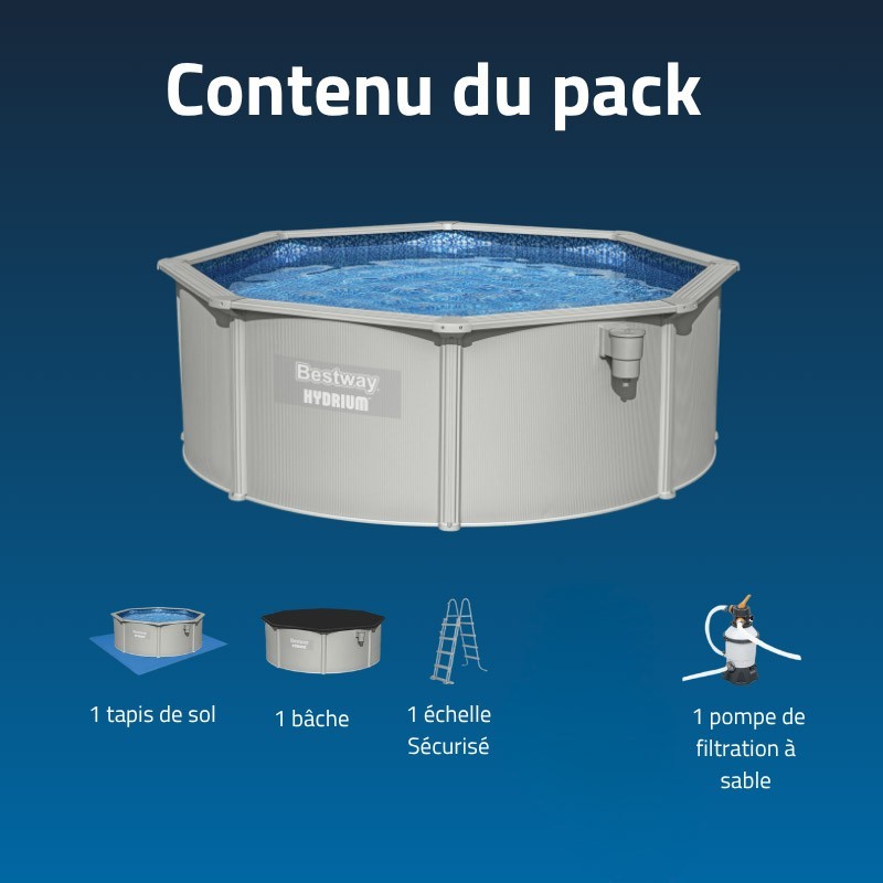 Piscine Acier Ronde Bestway Hydrium 360x120 Gris