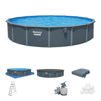 Piscine Acier Ovale Bestway Hydrium 732x366 Gris Foncé