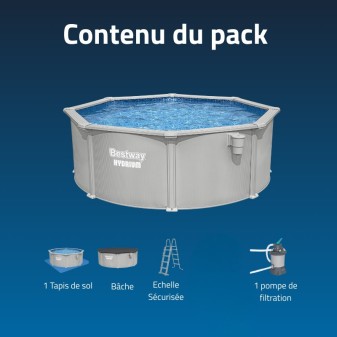 Piscine Acier Ronde Bestway Hydrium 366x122 Gris Clair