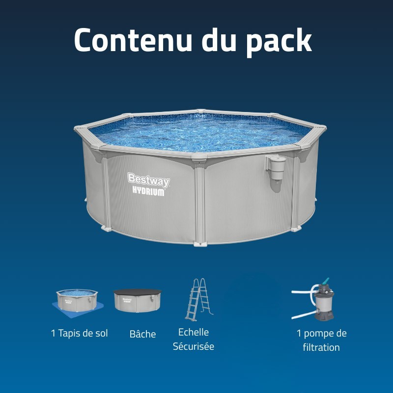 Piscine Acier Ronde Bestway Hydrium 366x122 Gris Clair
