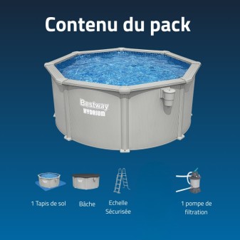 Piscine Acier Ronde Bestway Hydrium 300x120 Gris Clair