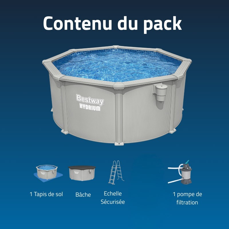 Piscine Acier Ronde Bestway Hydrium 300x120 Gris Clair