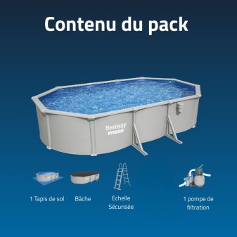 Piscine Acier Ovale Bestway Hydrium 610x366 Gris Clair
