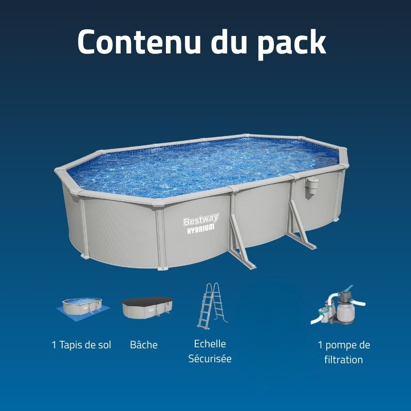 Piscine Acier Ovale Bestway Hydrium 610x366 Gris Clair