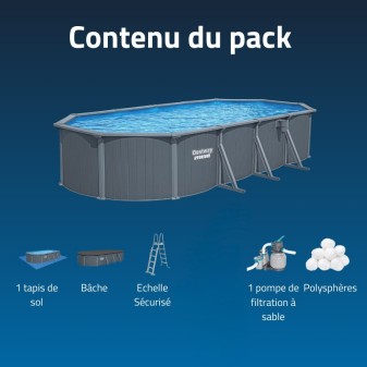 Piscine Acier Ovale Bestway Hydrium 732x366 Gris Foncé