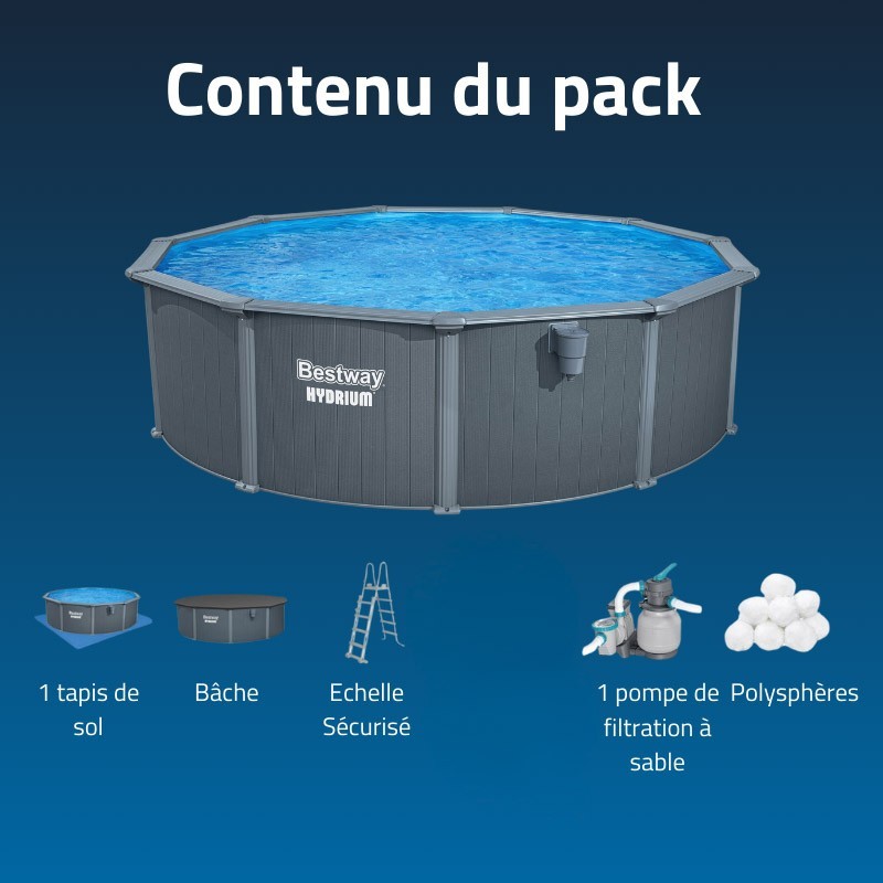 Piscine Acier Ronde Bestway Hydrium 488x132 Gris Foncé