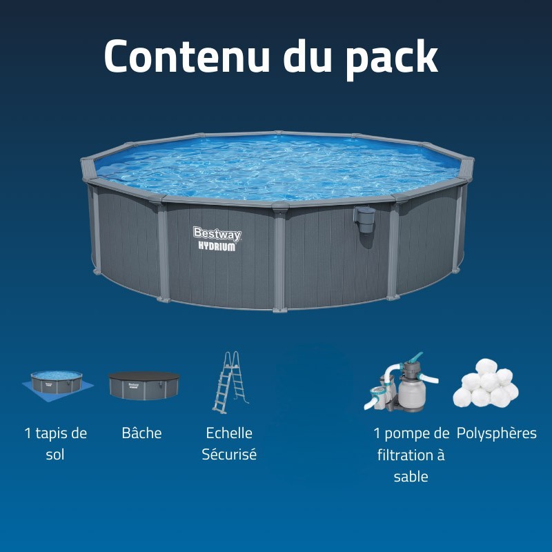 Piscine Acier Ronde Bestway Hydrium 549x132 Gris Foncé