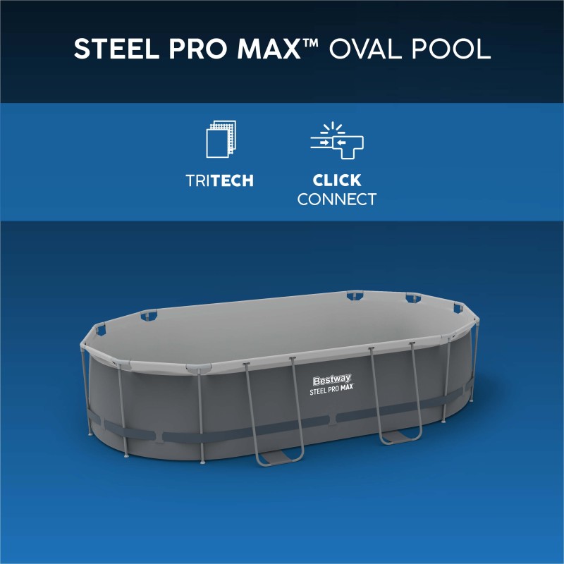 Piscine Tubulaire Ovale Bestway Steel Pro Max 488x305 Grise