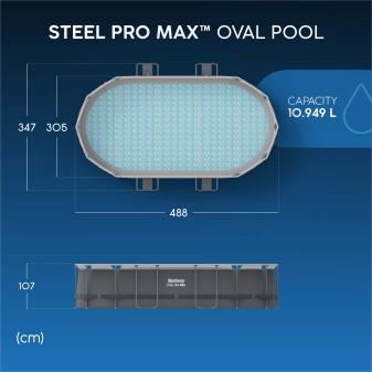 Piscine Tubulaire Ovale Bestway Steel Pro Max 488x305 Grise