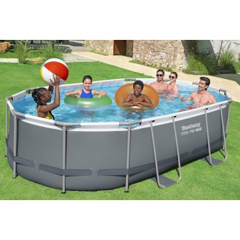 Piscine hors sol tubulaire ovale Bestway Steel Pro Max 488 x 305 x 107 cm gris