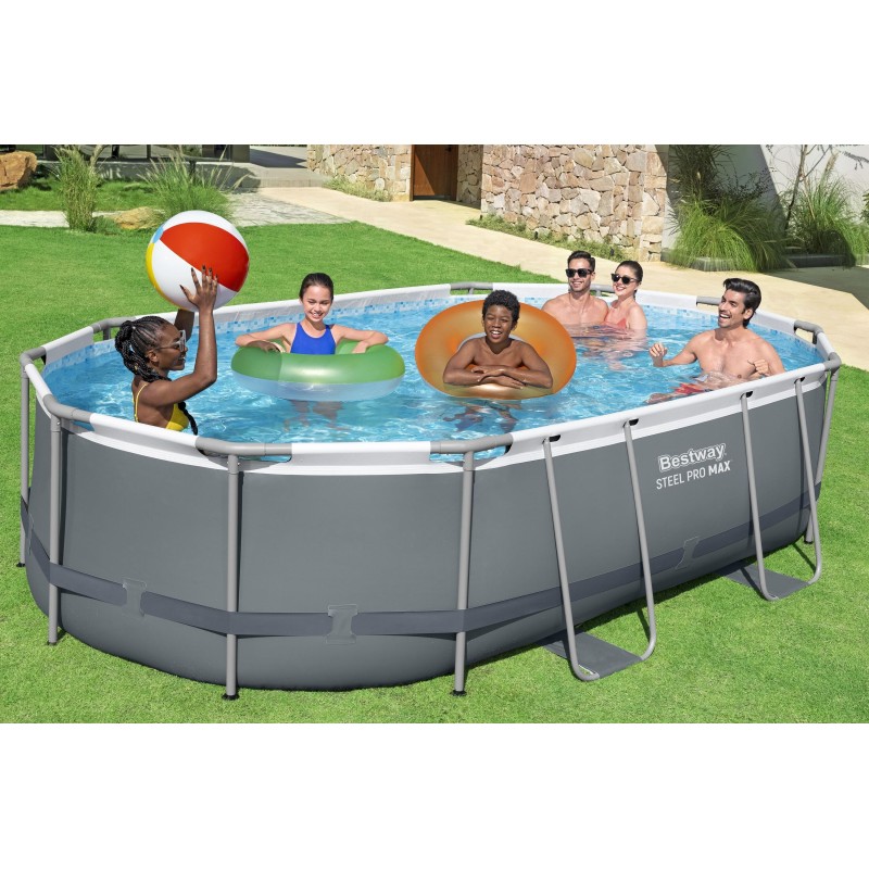 Piscine Tubulaire Ovale Bestway Steel Pro Max 488x305 Grise
