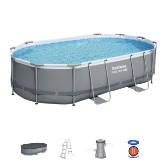 Piscine Tubulaire Ovale Bestway Steel Pro Max 488x305 Grise
