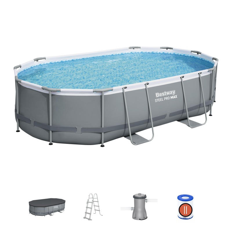 Piscine Tubulaire Ovale Bestway Steel Pro Max 488x305 Grise
