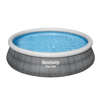 Piscine gonflable ronde Bestway Fast Set 457 x 107 cm décor imprimé rotin