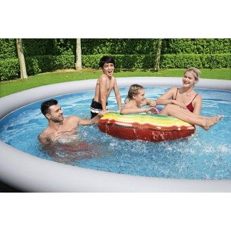 Piscine Gonflable Ronde Bestway Fast Set 457cm Imprimé Rotin