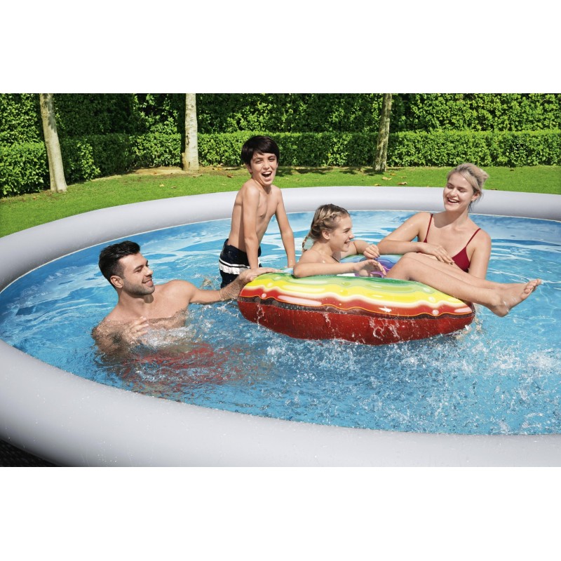 Piscine Gonflable Ronde Bestway Fast Set 457cm Imprimé Rotin