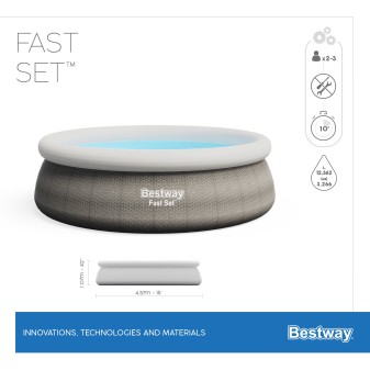 Piscine Gonflable Ronde Bestway Fast Set 457cm Imprimé Rotin