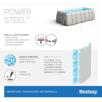 Piscine Tubulaire Rect. Bestway Power Steel™ 404x201 Grise