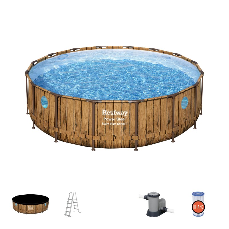 Piscine Tubulaire Ronde Bestway Power Steel Swim Vista 488x122