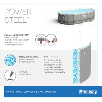 Piscine Tubulaire Ovale Bestway Power Steel 488x305 Grise