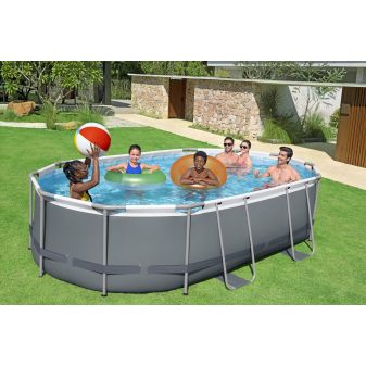 Piscine Tubulaire Ovale Bestway Power Steel 488x305 Grise