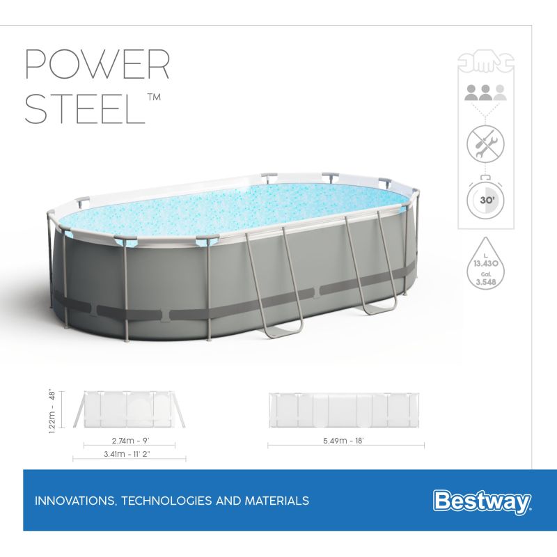 Piscine Tubulaire Ovale Bestway  Power Steel™ 549x274 Grise
