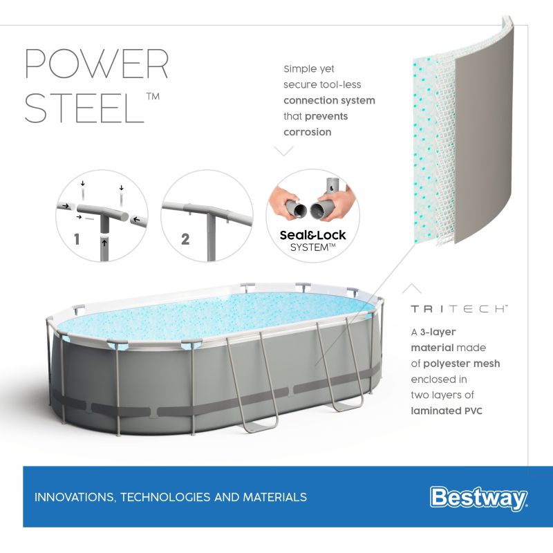 Piscine Tubulaire Ovale Bestway  Power Steel™ 549x274 Grise