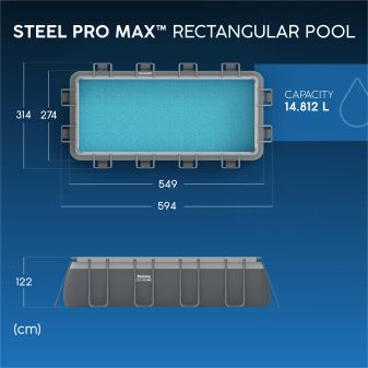 Piscine Tubulaire Rect. Bestway  Steel Pro MAX™ 549x274 Grise