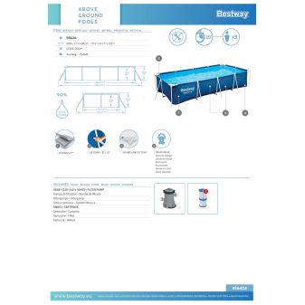 Piscine Tubulaire Rect. Bestway Steel Pro 400x211 Bleue