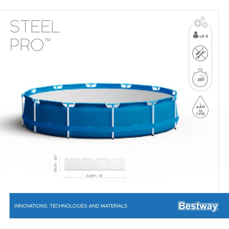 Piscine hors sol ronde Steel Pro 366 x 76 cm bleu