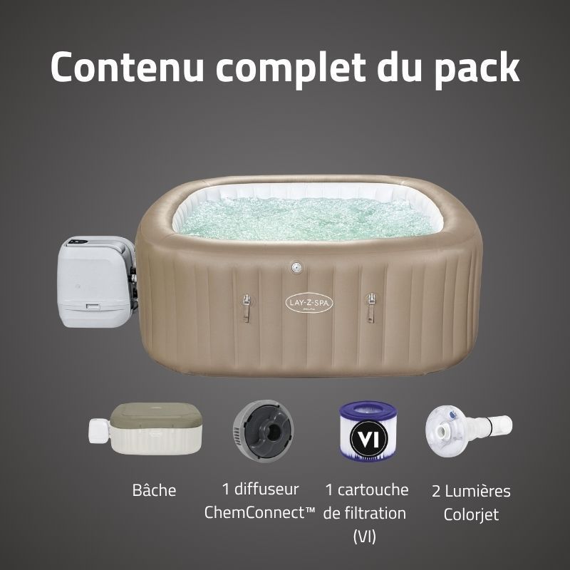 Spa gonflable carré Lay-Z-Spa Palma Hydrojet Pro 5-7 personnes Spa gonflable carré Lay-Z-Spa Palma Hydrojet Pro 5-7 personnes