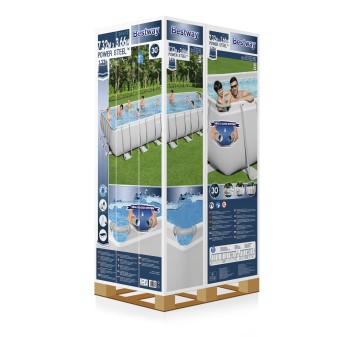 Piscine hors sol rectangle Power Steel gris clair 732 x 366 x 132 cm