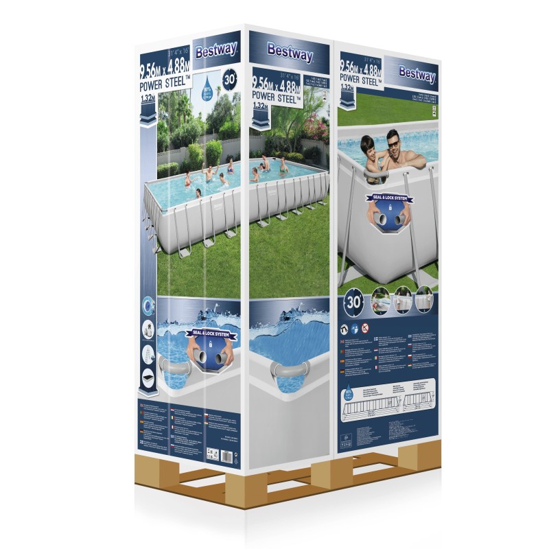 Piscine hors sol rectangle Power Steel 956 x 488 x 132 cm